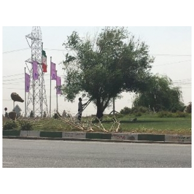 اجرای طرح حذف علف های هرز از فضای سبز میادین بصیرت و آزادی شهر پرند