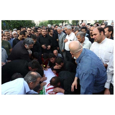 برگزاری مراسم تشییع پیکر شهید علی قانع شهروند پرندی و آتش نشان شهرداری تهران