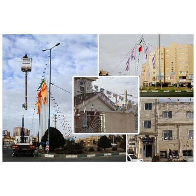 آذین بندی خیابان ها و معابر سطح شهر پرند در آستانه فجر پیروزی