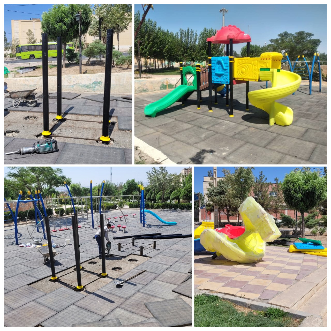 نصب وسایل بازی کودکان در پارک بانوی شهر پرند