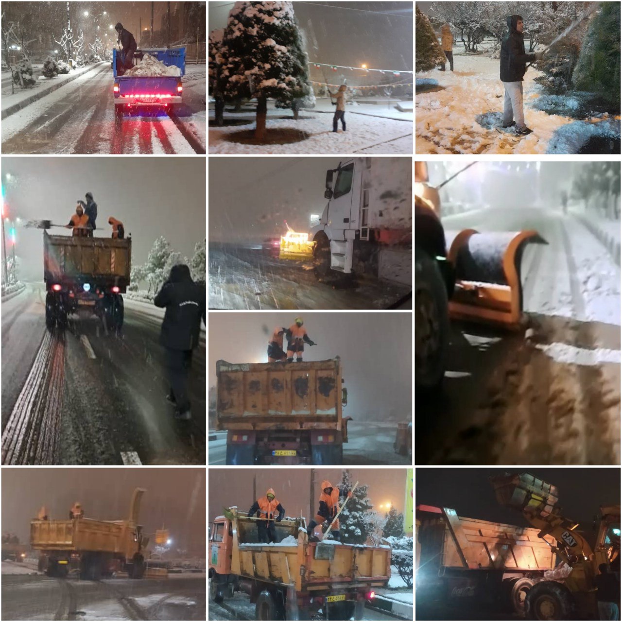 پاکسازی و برفروبی معابر سطح شهر پرند در پی بارش برف