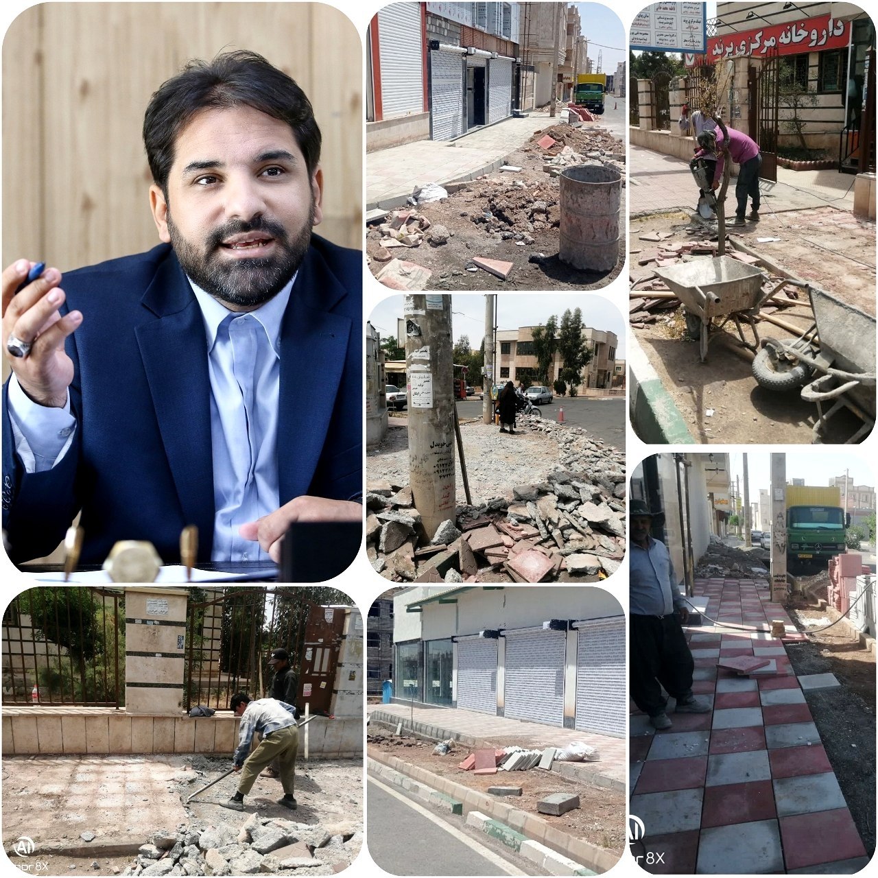 اجرای عملیات کف پوش و ترمیم جداول در مناطق مختلف شهر پرند