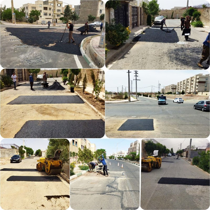 تداوم عملیات آسفالت و لکه گیری معابر پرند از سوی شهرداری