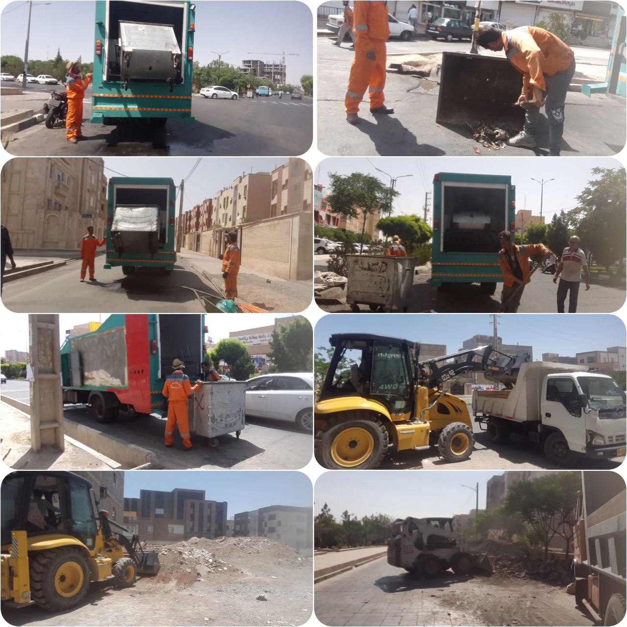 استمرار شستشوی مکانیزه باکس های زباله و جمع آوری نخاله های ساختمانی در پرند