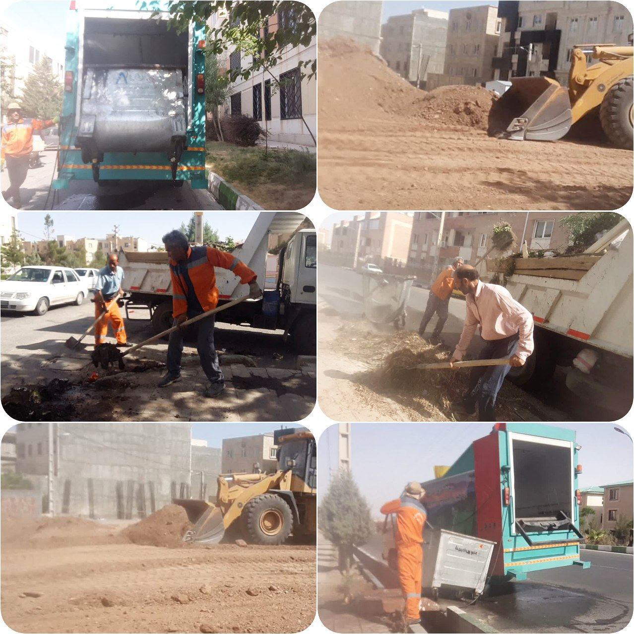 جمع آوری نخاله های ساختمانی و شستشوی مکانیزه باکس های زباله در مناطق تحت مدیریت شهرداری پرند