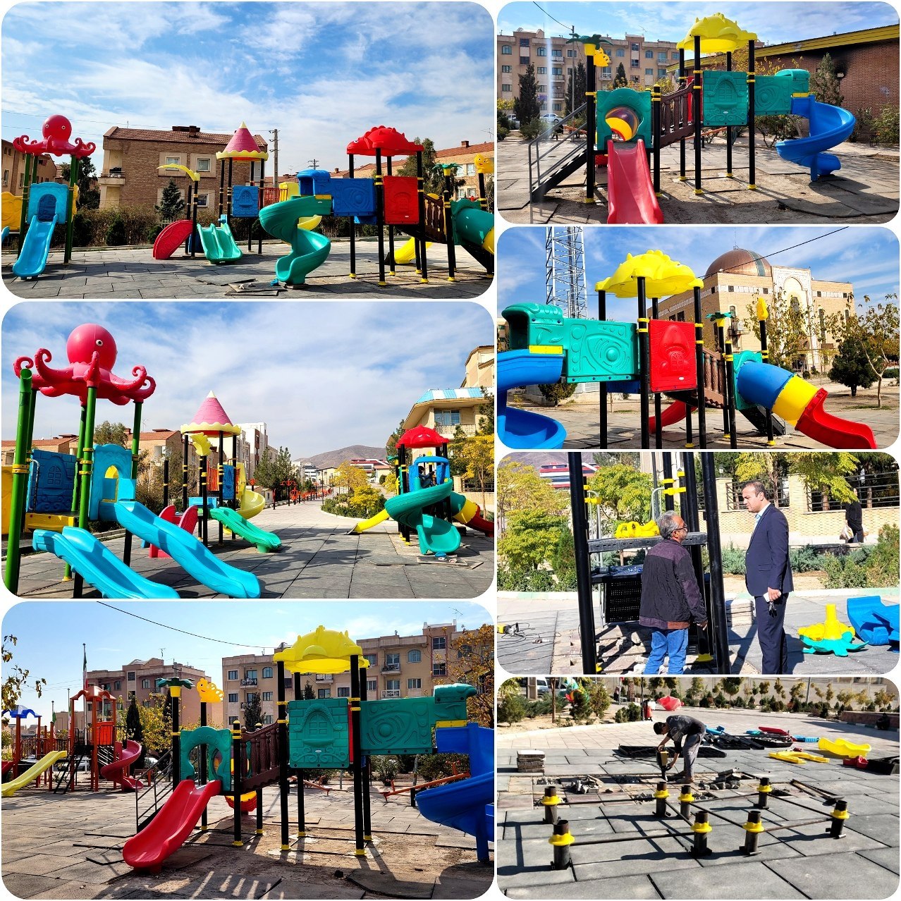 نصب وسایل بازی کودکان در پارک های امید و امام حسین (ع) شهر پرند